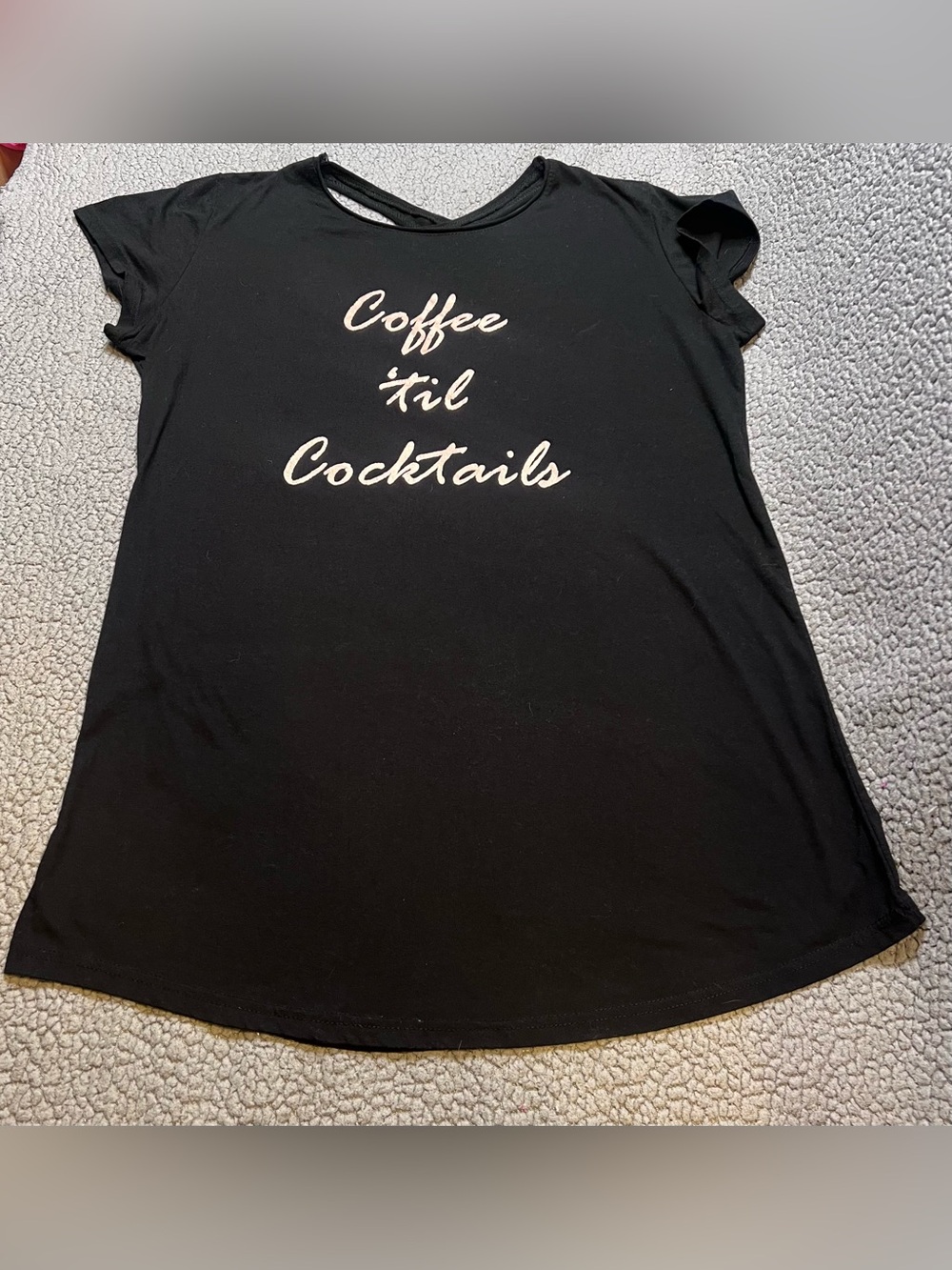 Just Be Ladies Night Shirt Coffee Til Cocktails Black And Gold Size Large